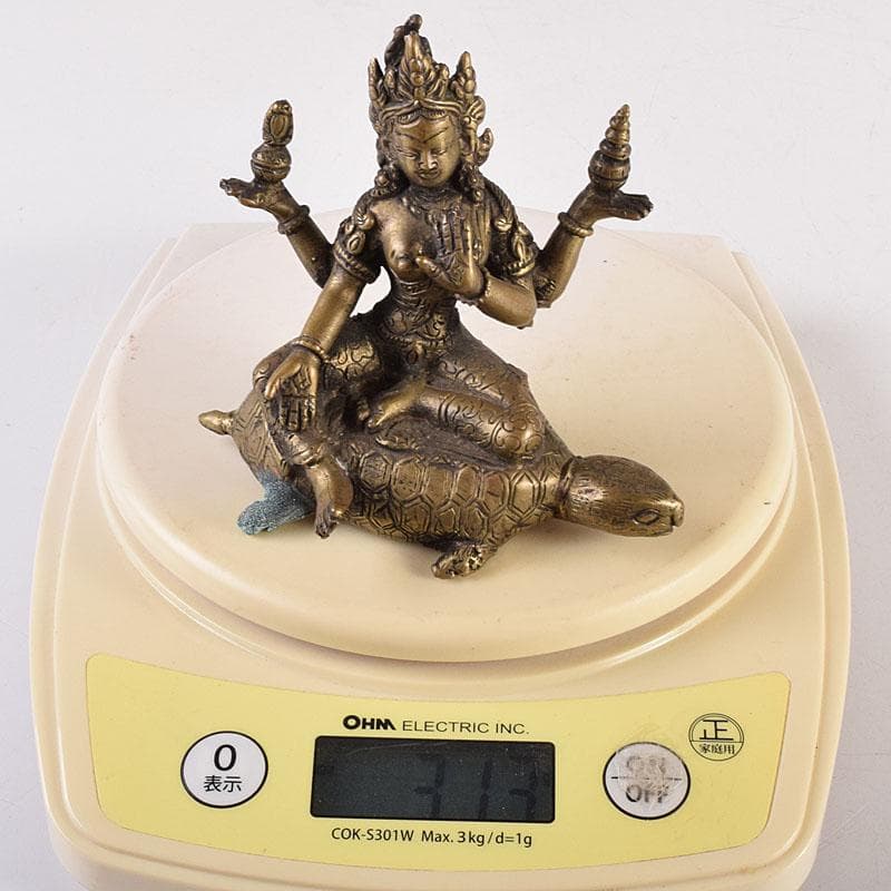 仏教美術　古銅鍍金　ヒンドゥー教　亀に乗るシヴァ神像　仏像　置物　V　7906