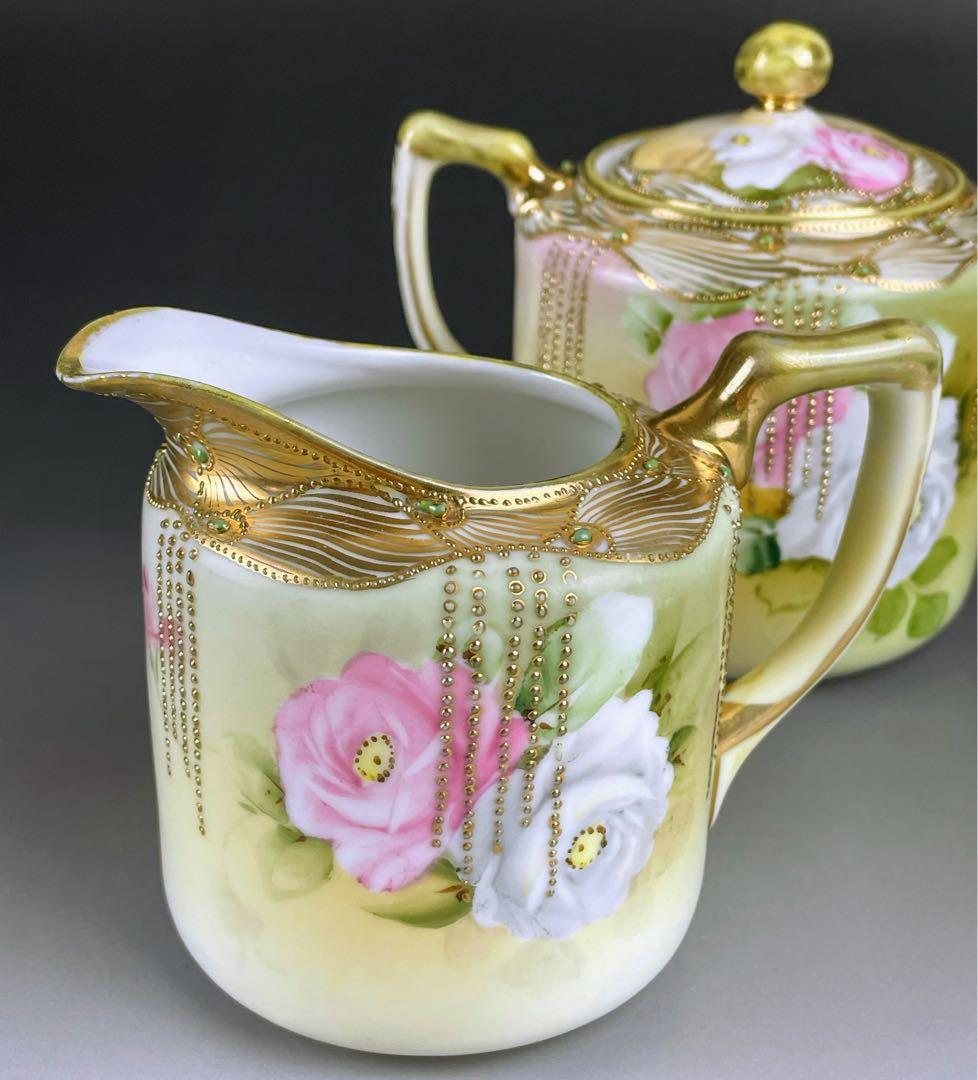 【専用】オールドノリタケ 薔薇紋 シュガーボウル クリーマー ジュエル 金盛り