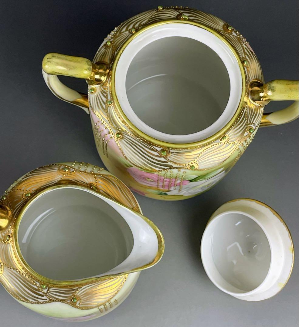 【専用】オールドノリタケ 薔薇紋 シュガーボウル クリーマー ジュエル 金盛り