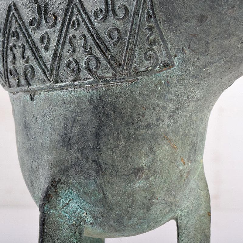 中国　古銅青銅　饕餮文爵　V　R8942