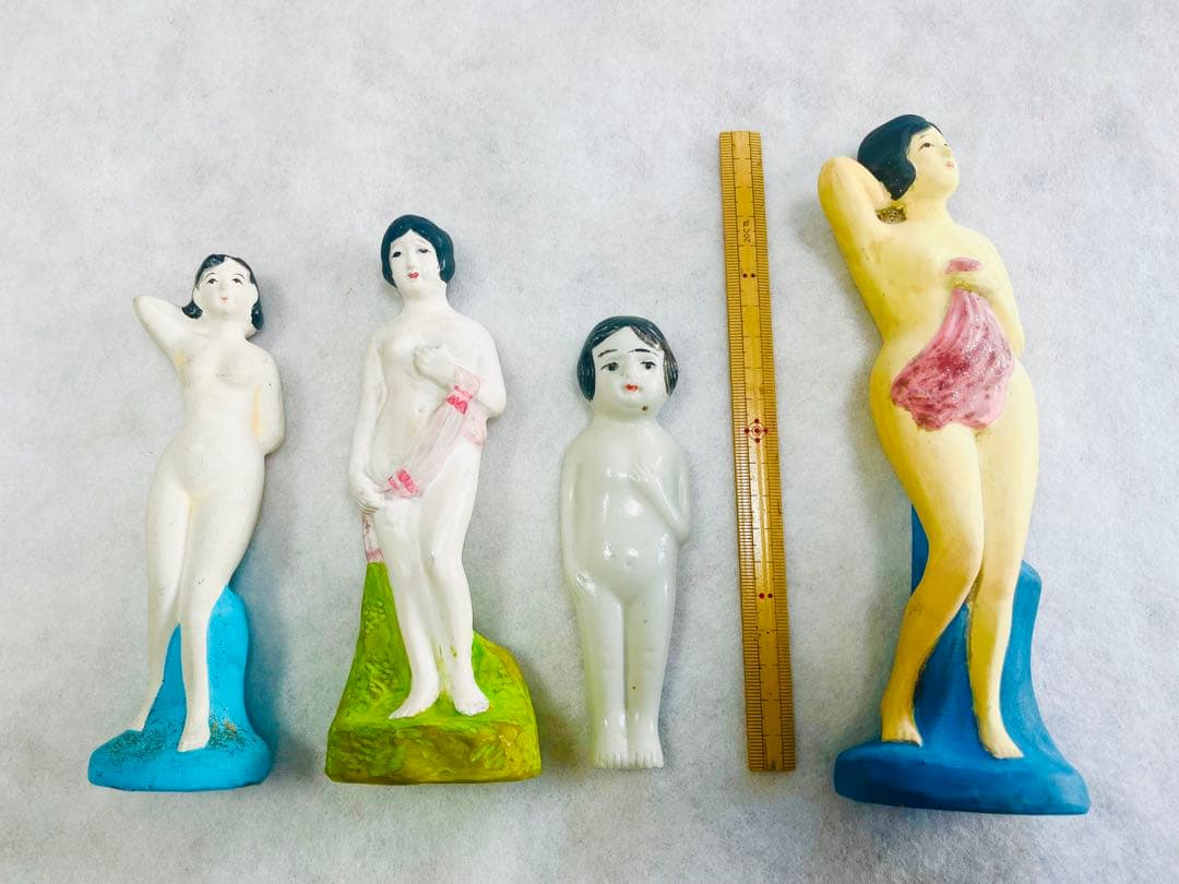 昭和初期 女性像 土人形 裸体表現 10体セット 全長約10〜18cm 美品