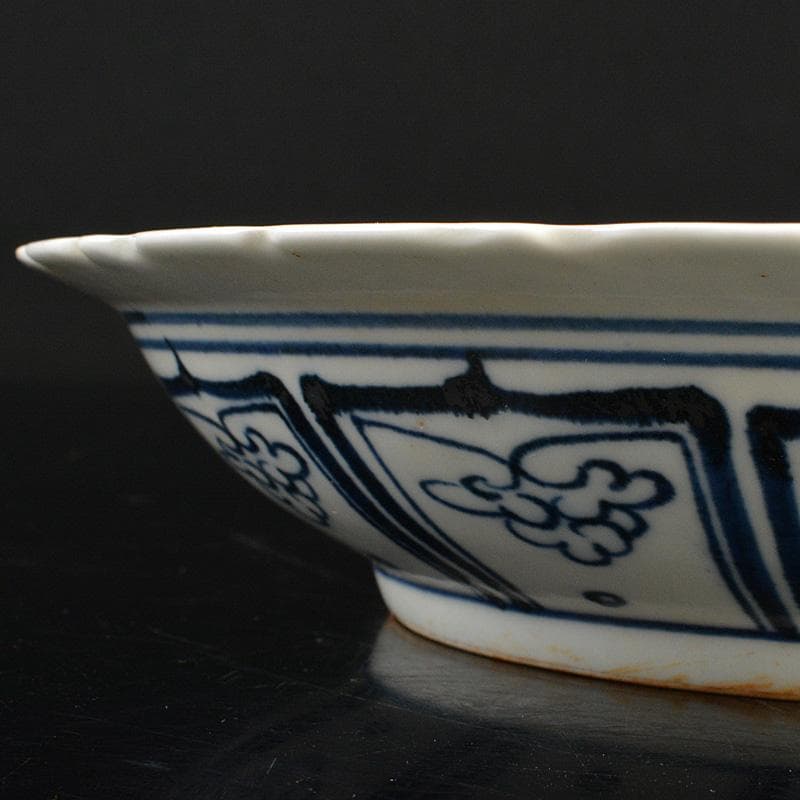 中国　青花　鳥纏枝花卉文盤　V　R6802E