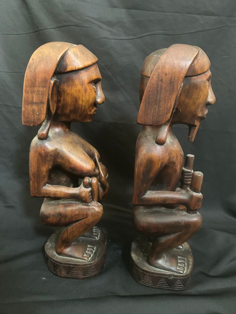 アンティーク パプアニューギニア 木彫り二体セット/ポリネシアン