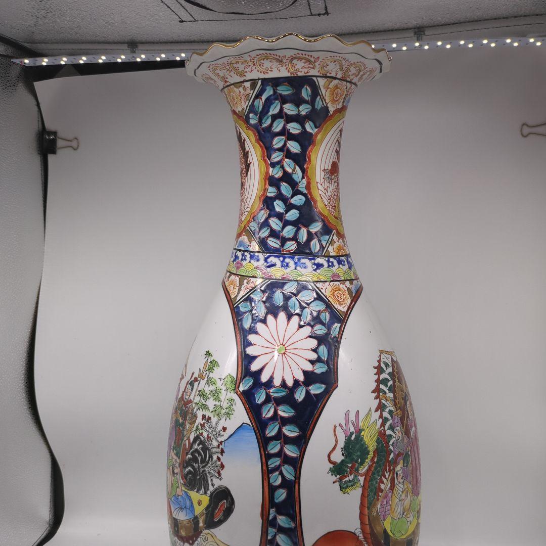 飾り壺　大壺　有田焼き　美人　武士　松　七福神金彩　色絵　古美術　骨董