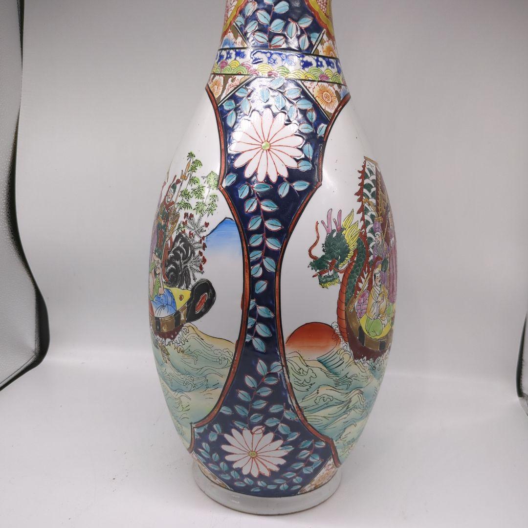 飾り壺　大壺　有田焼き　美人　武士　松　七福神金彩　色絵　古美術　骨董