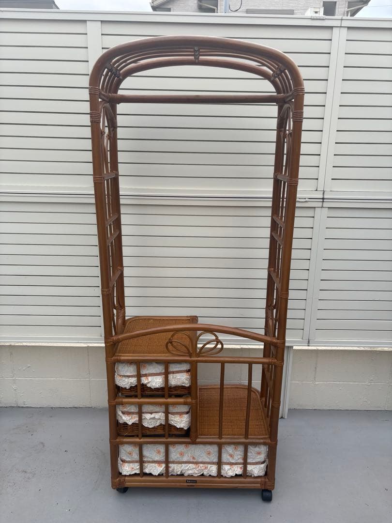 籠製　ラタン　チェスト　ハンガーラック