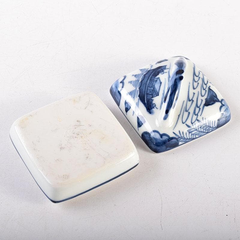 茶道具　京焼　御室窯造　染付　隅田川　香合　共箱　V　7962