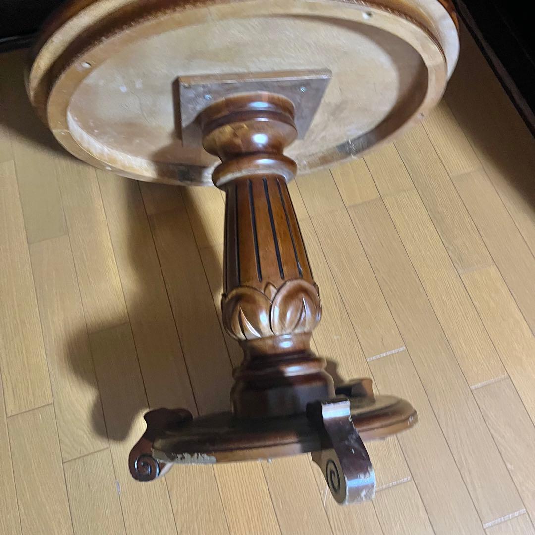 ヨーロピアン アンティーク風 丸テーブル ヴィンテージ 円卓 ラウンドテーブル