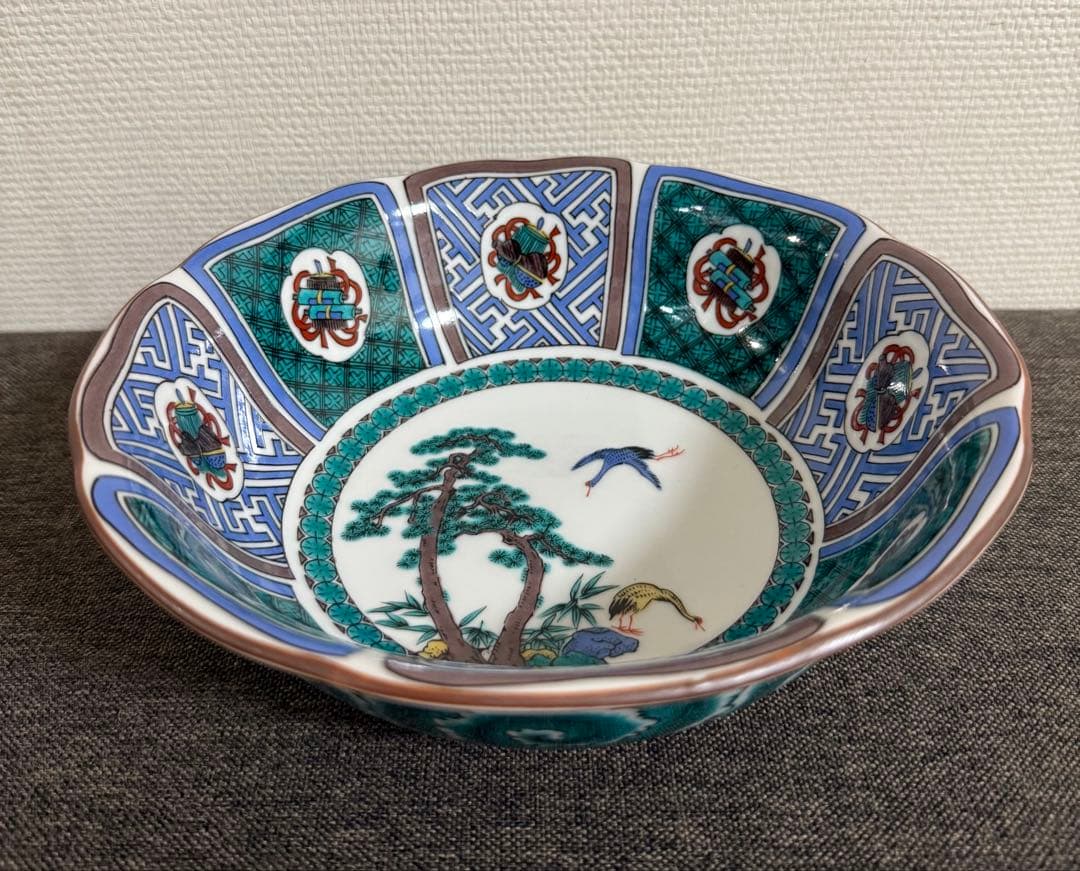 【新品・未使用】古九谷焼　小紋宝尽し　6.5号鉢