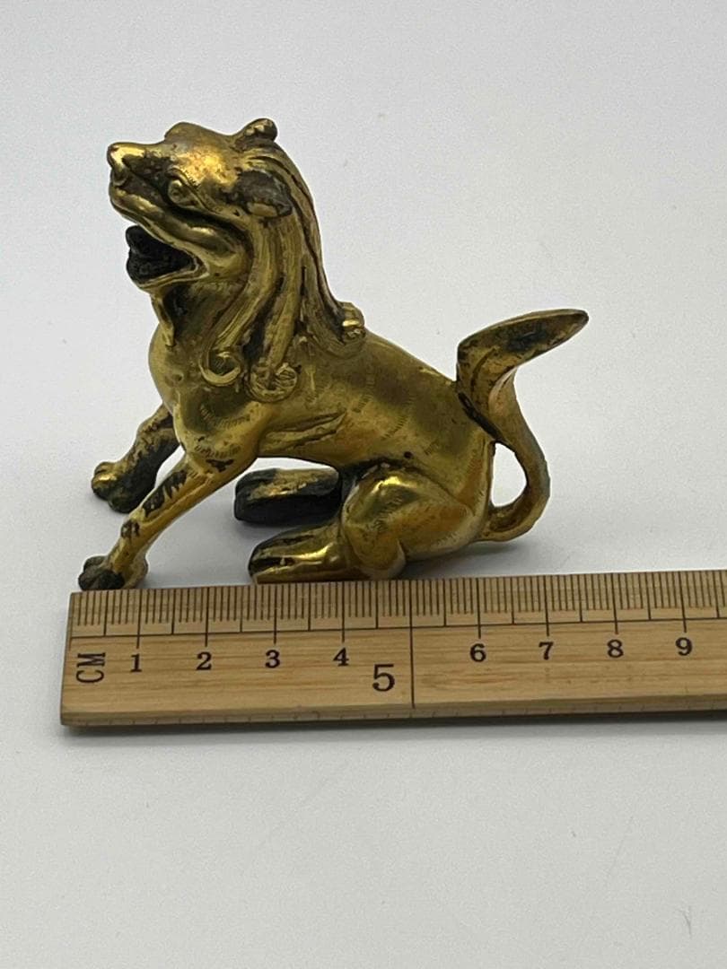 唐時代　金銅獅子 铜鎏金 唐物　金銅仏具 唐物　時代物　仏教用品(B-104②)
