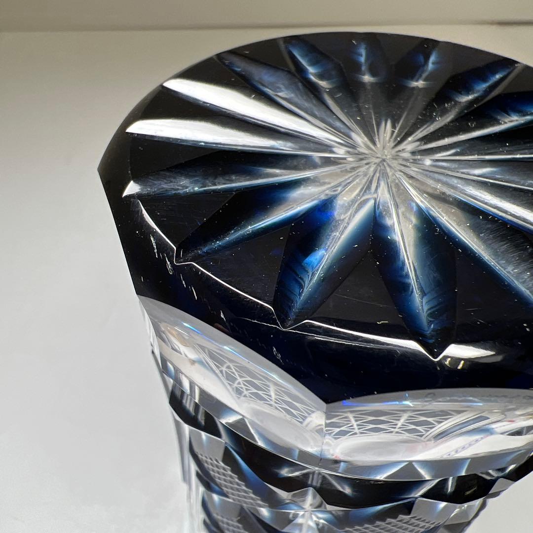 薩摩切子　島津磯斉　色被せ切子ガラス　タンブラー　共箱　東Y7-1205☆2F