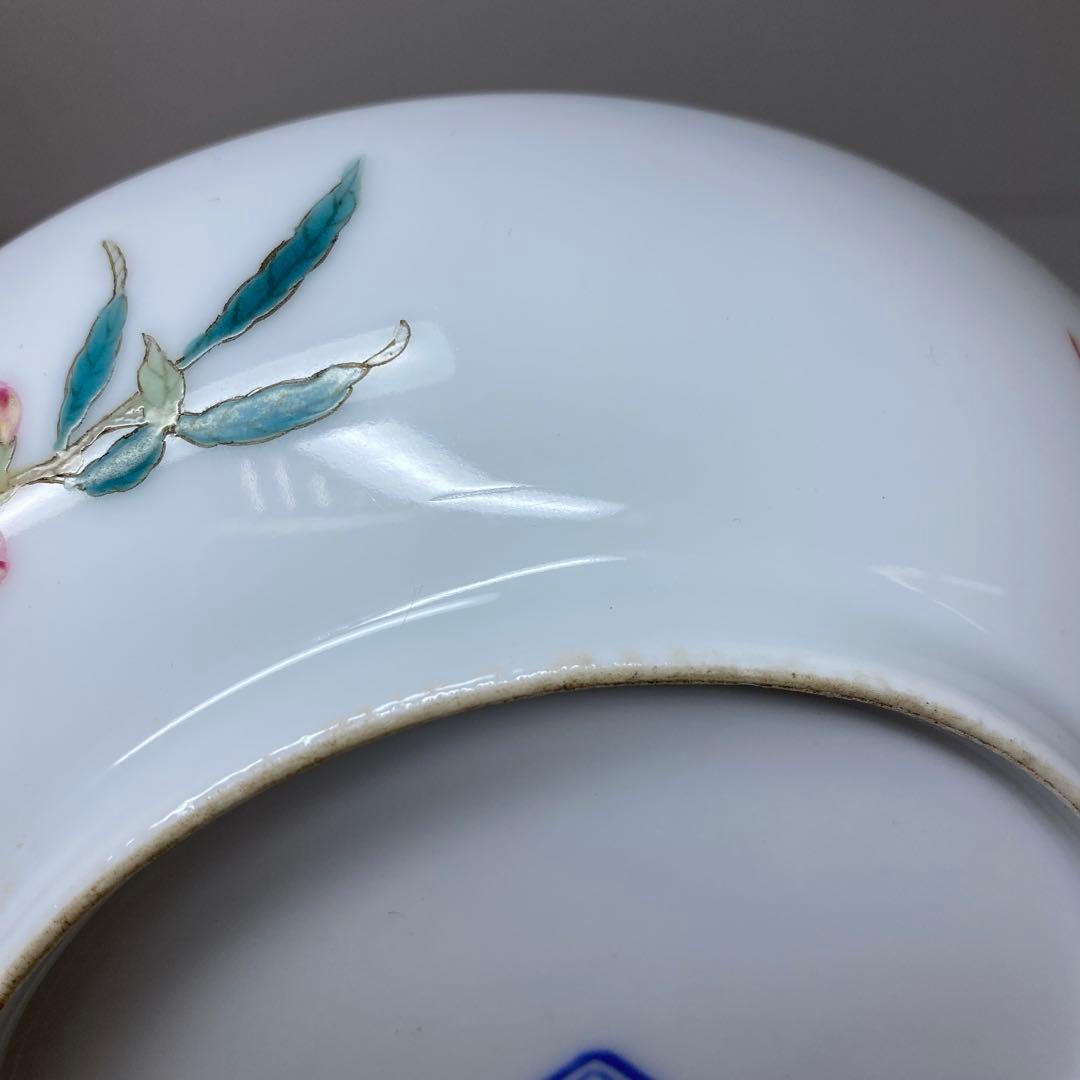 専用　中国美術　雍正年製　粉彩桃にコウモリ　中皿　タサオ　東さ7-0406☆2F