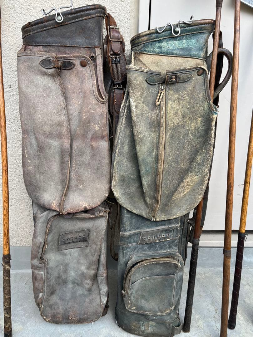 激レア❗️！骨董品!　ゴルフセット+革製キャデバッグ2点