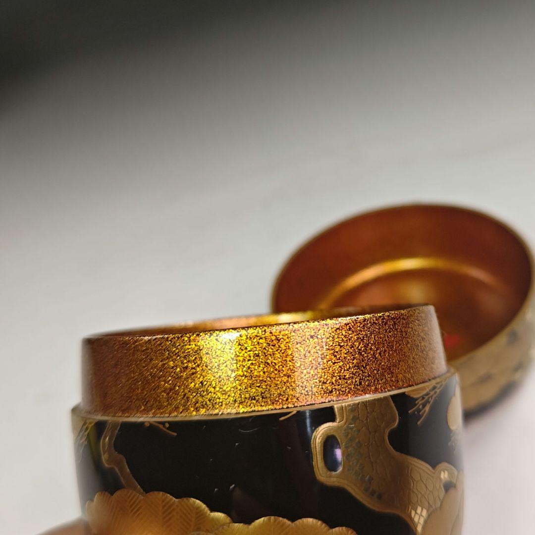 ウ225 棗『塗師　辻石斎』『表千家而妙斎　花押　極箱』『松蒔絵　内梨子地大棗』