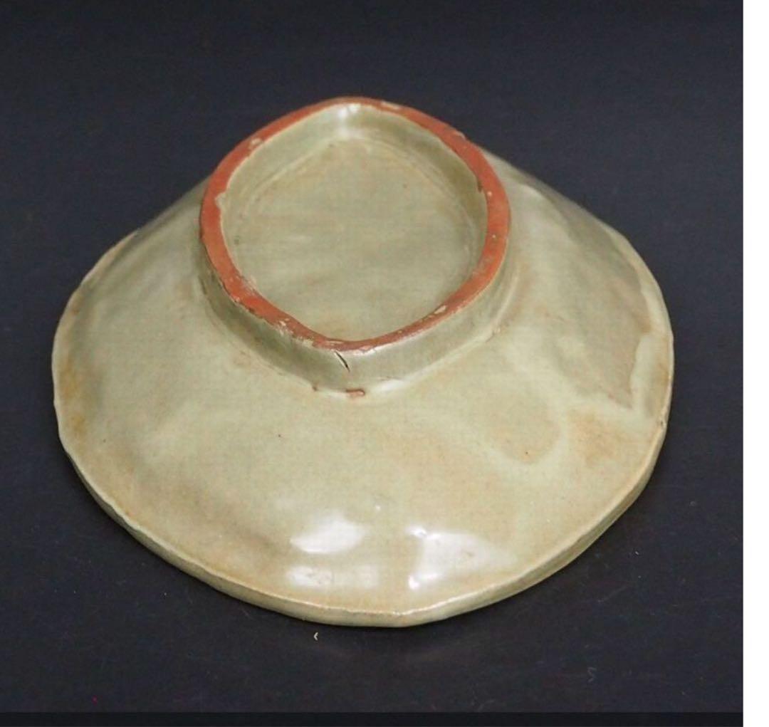 水芙蓉送料無料　江戸時代　青磁亀文向付　18.5×12ｃｍ