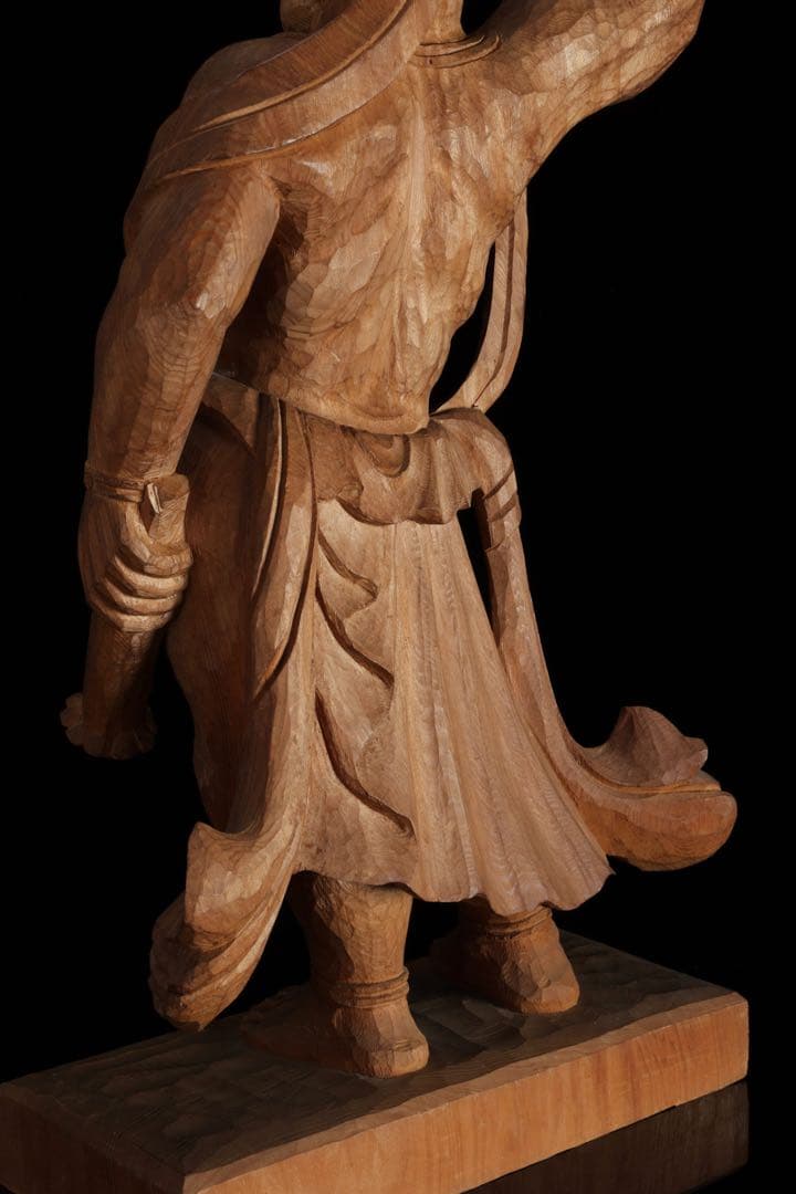 大型 木彫 仁王像 阿形 金剛力士像 59cm 仏像 一刀彫 仏教美術 古美術品