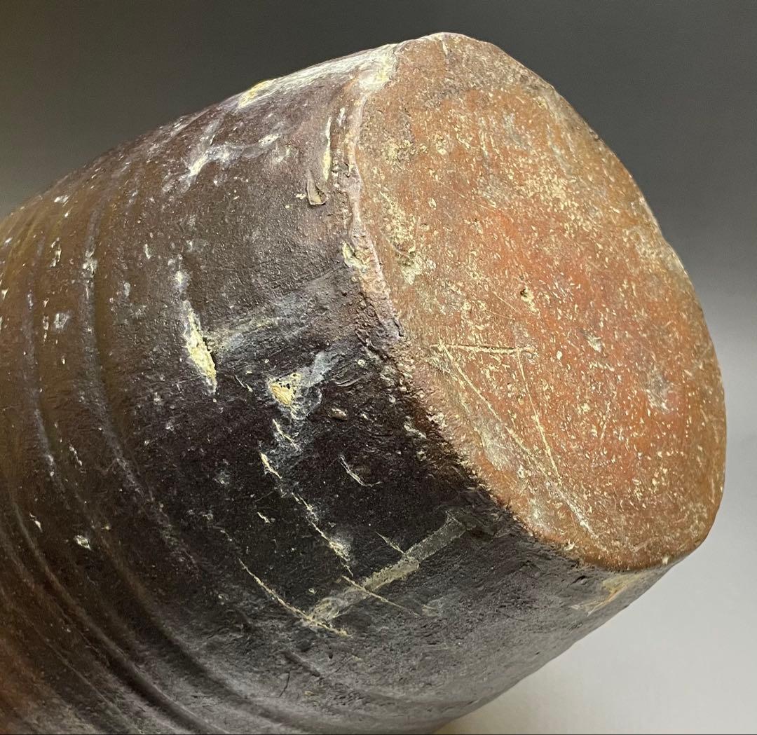 ヨシモ※プロフ必読※　古備前　室町末期　波状文壺　窯印有　w25w