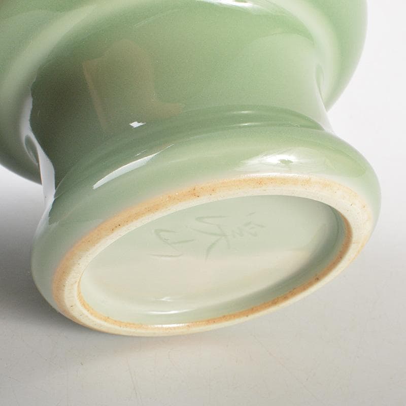 茶道具　京焼　清水焼　平安　加藤渓山作　天龍寺青磁　辰香炉　共箱　C　6585