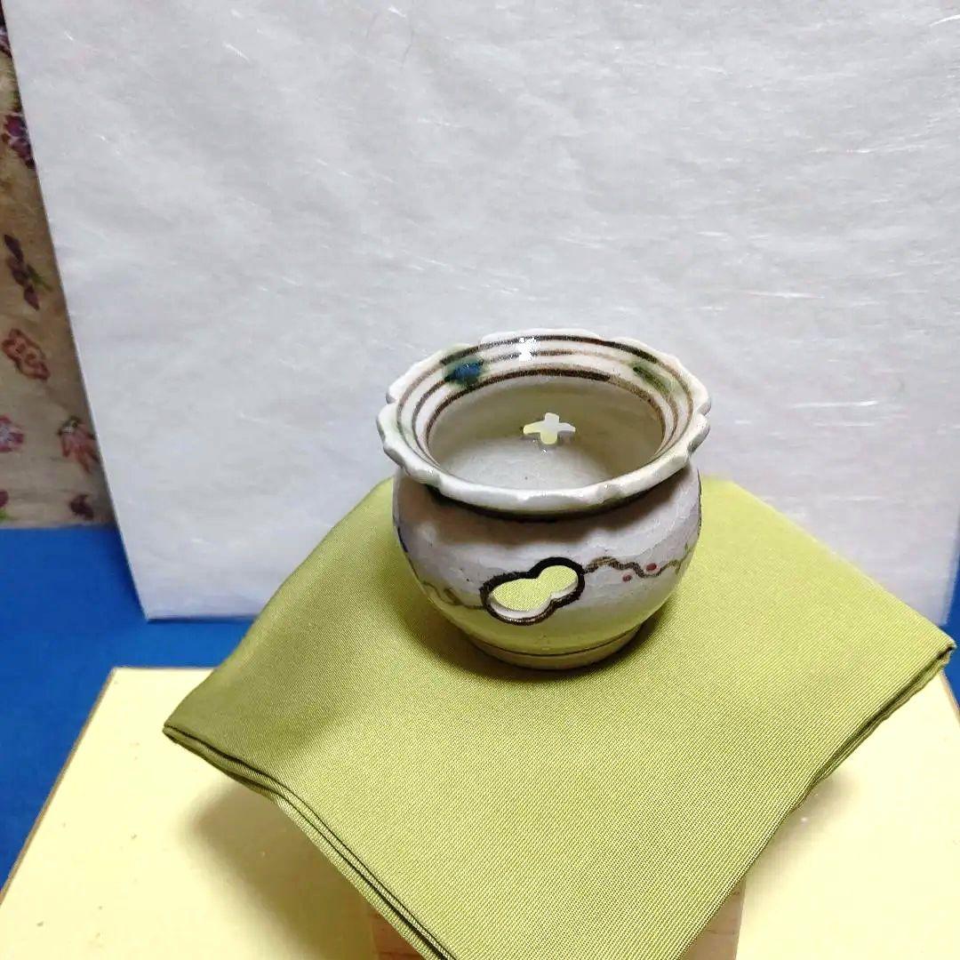 茶道具、蓋置、弥七田織部、加藤光右衛門作、はな3番