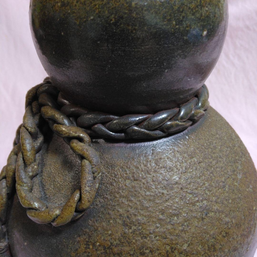 備前焼　作家物　瓢箪型　花入れ