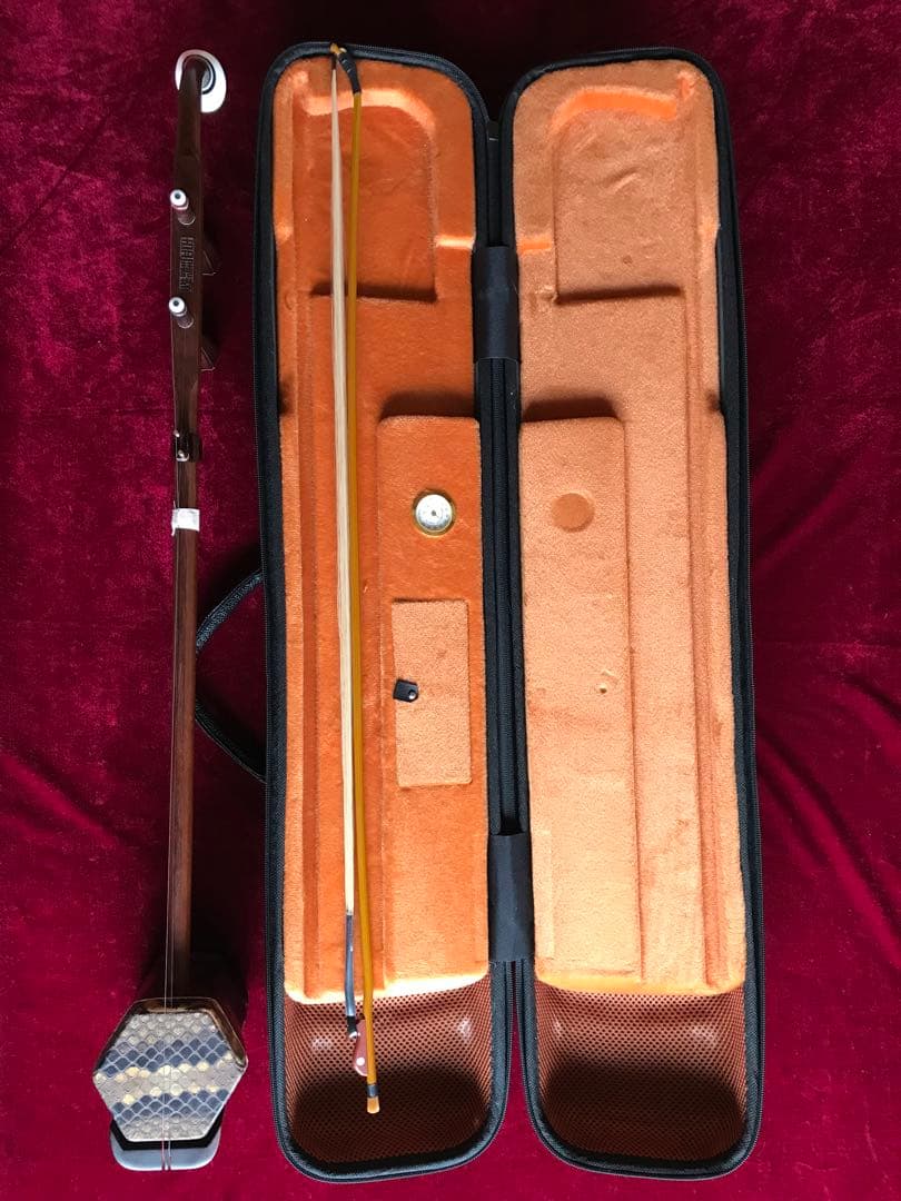 二胡★上級明清・老紅木★本格錦蛇皮★古月琴坊・万其興製作★プロ演奏級★十年保証