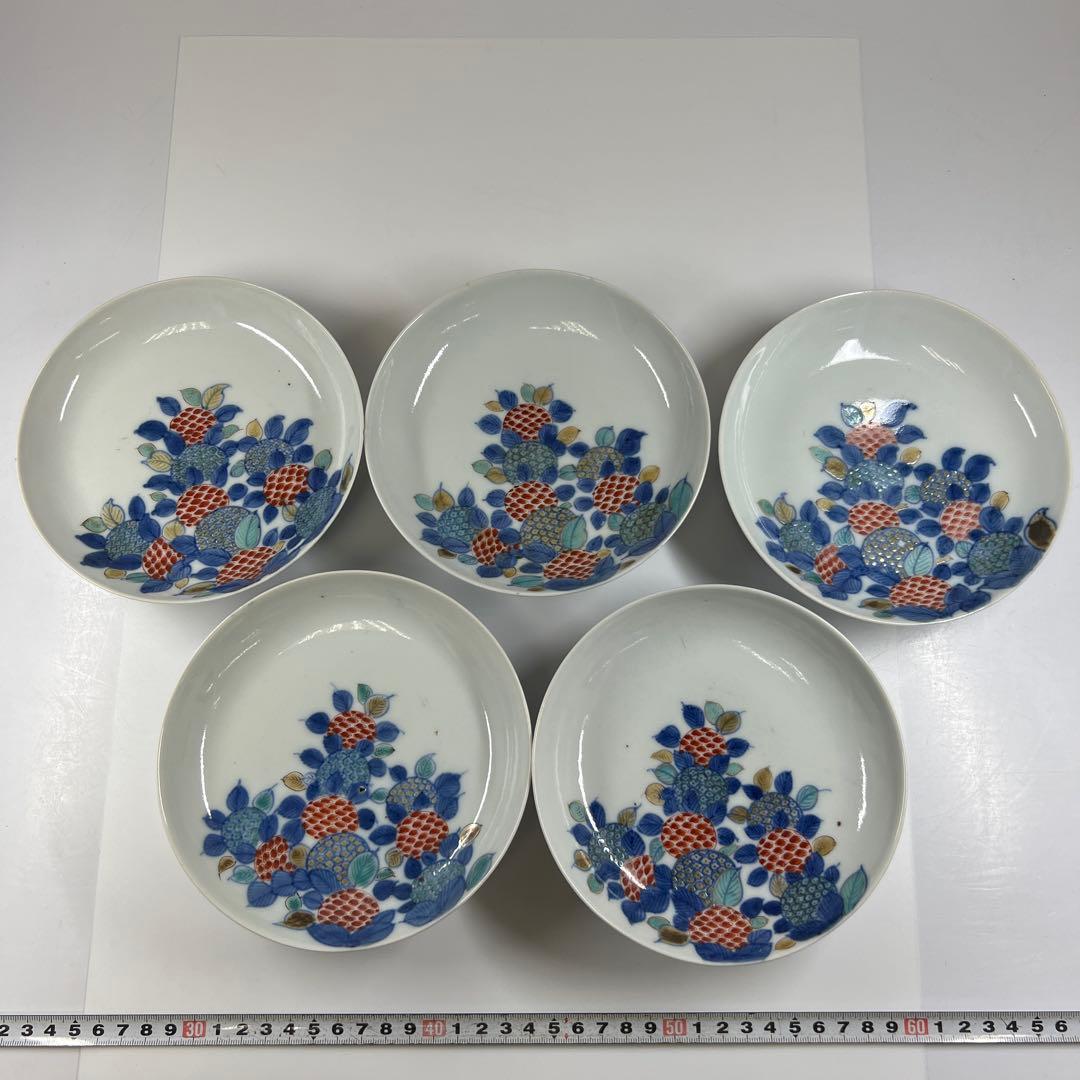 江戸後期〜明治初期　色鍋島中皿10枚　木箱付　直径約15㎝東Y7-0723⭐︎2F