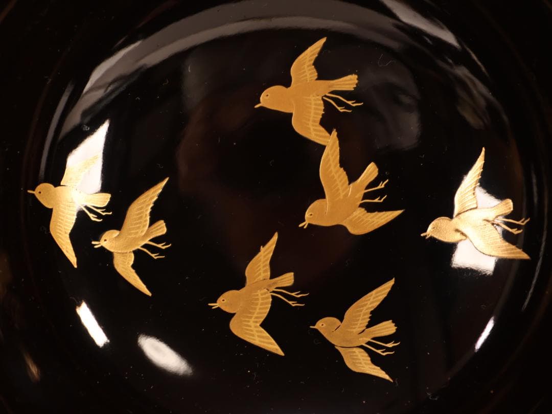 BK407a　時代輪島塗　宝船図金蒔絵　波千鳥　吸物椀　一客　木製　茶道具 菓子