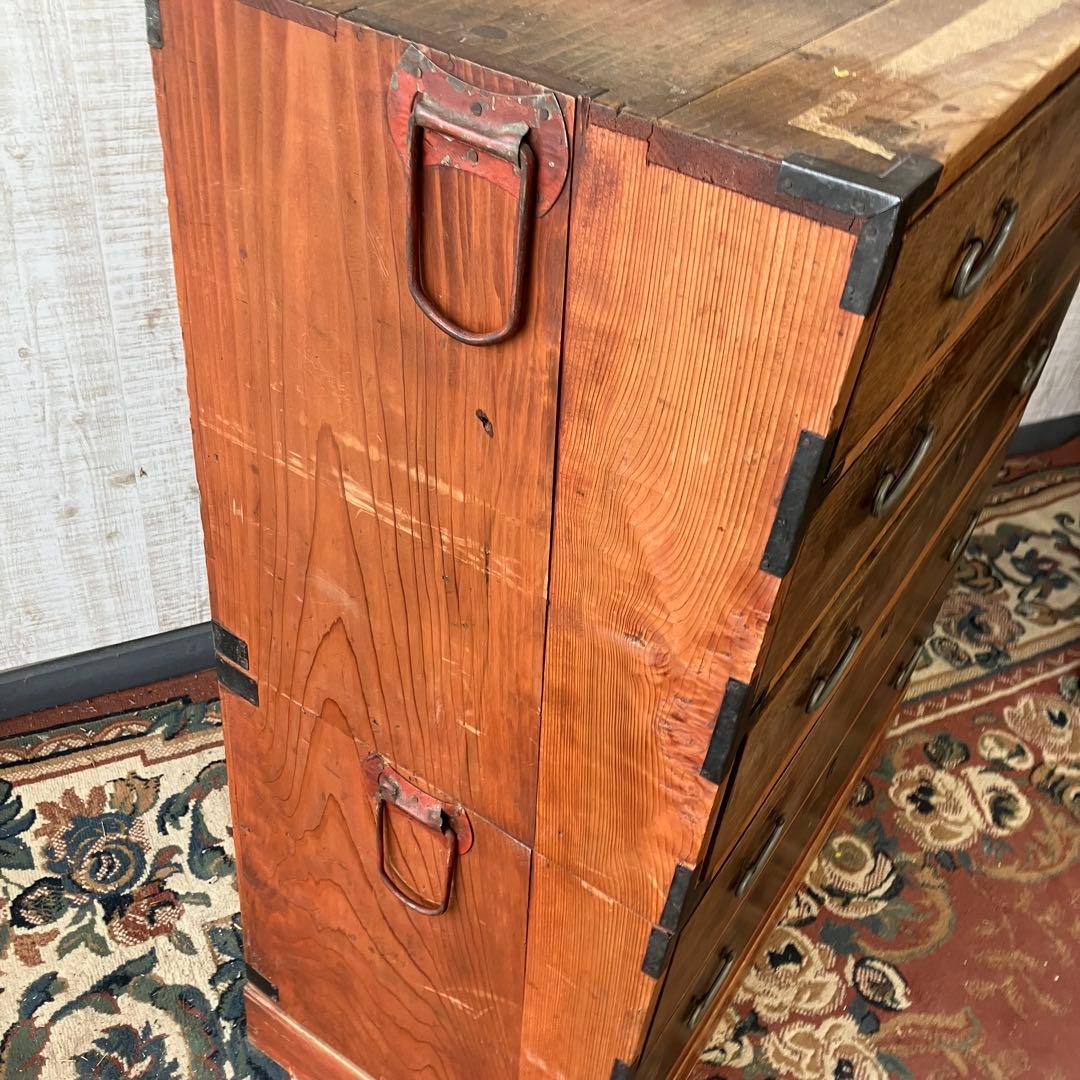 昭和レトロ 古家具 木製箪笥 5段 引き出し箪笥 シャビーな風合い ビンテージ