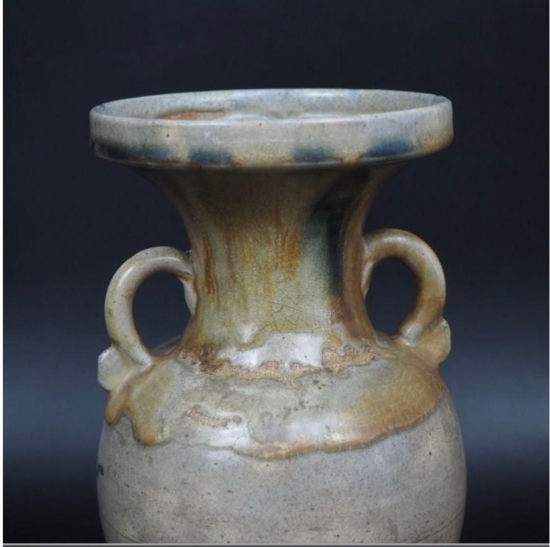 送料無料　明治期 古相馬双耳花瓶 　高さ25.5ｃｍ