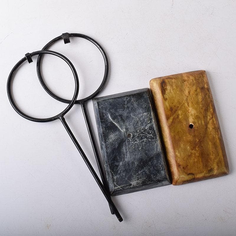 中国　玉石彫刻　オブジェ　置物　合計約6.8㎏　鉄台座　4点　V　R8715H