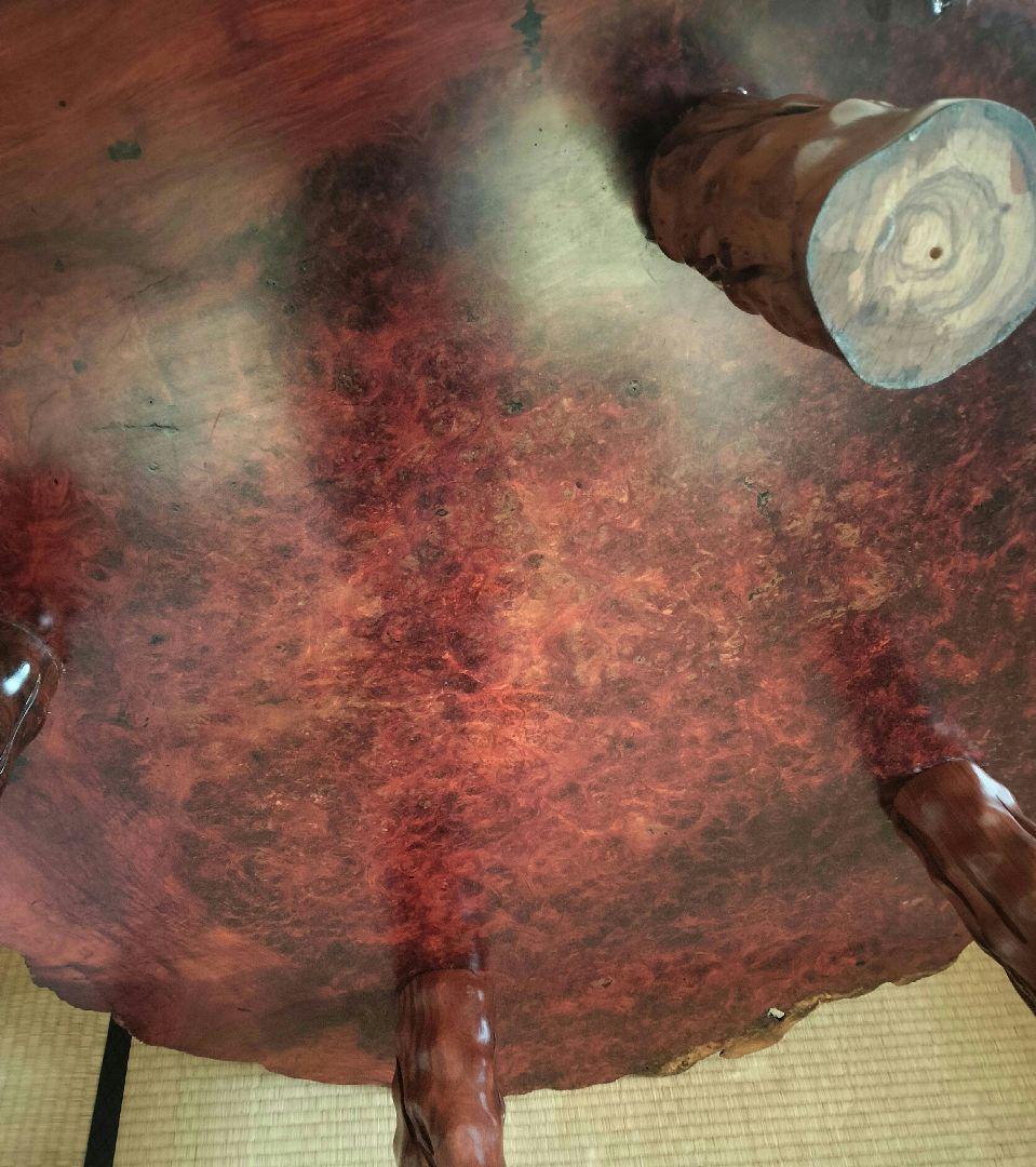 高級 花梨 大 テーブル 座卓 一枚板 瘤 昭和レトロ