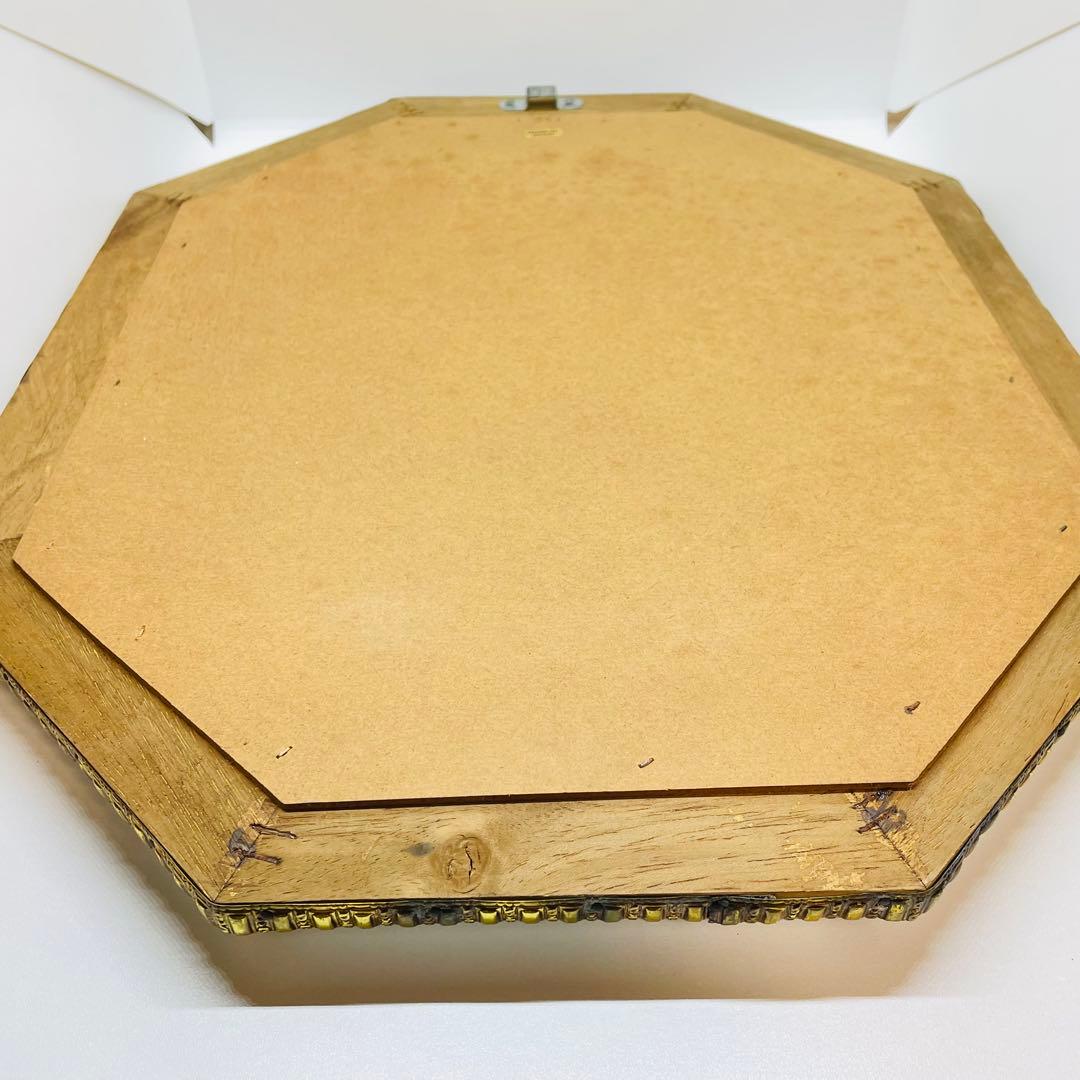 スペイン製 アンティーク 八角形 鏡 ミラー 金属枠 壁掛け ヴィンテージ 装飾