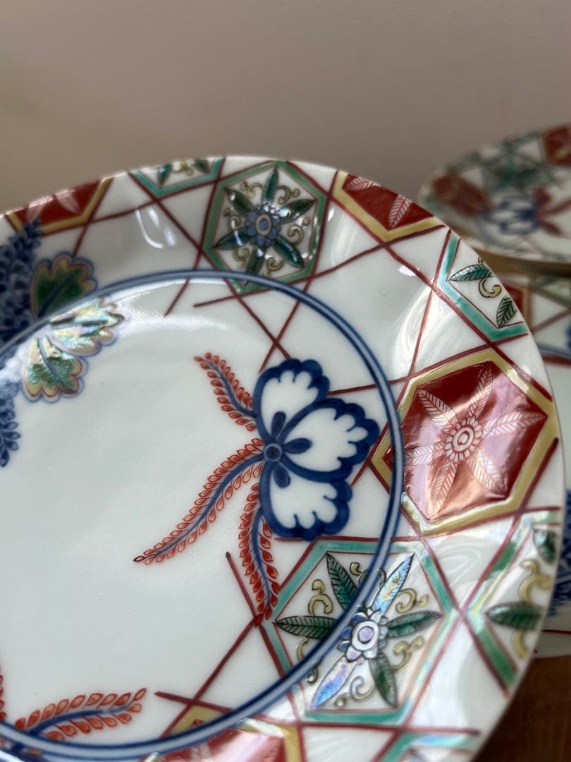 人間国宝　十三代　今泉今右衛門　皿三枚　錦桐絵