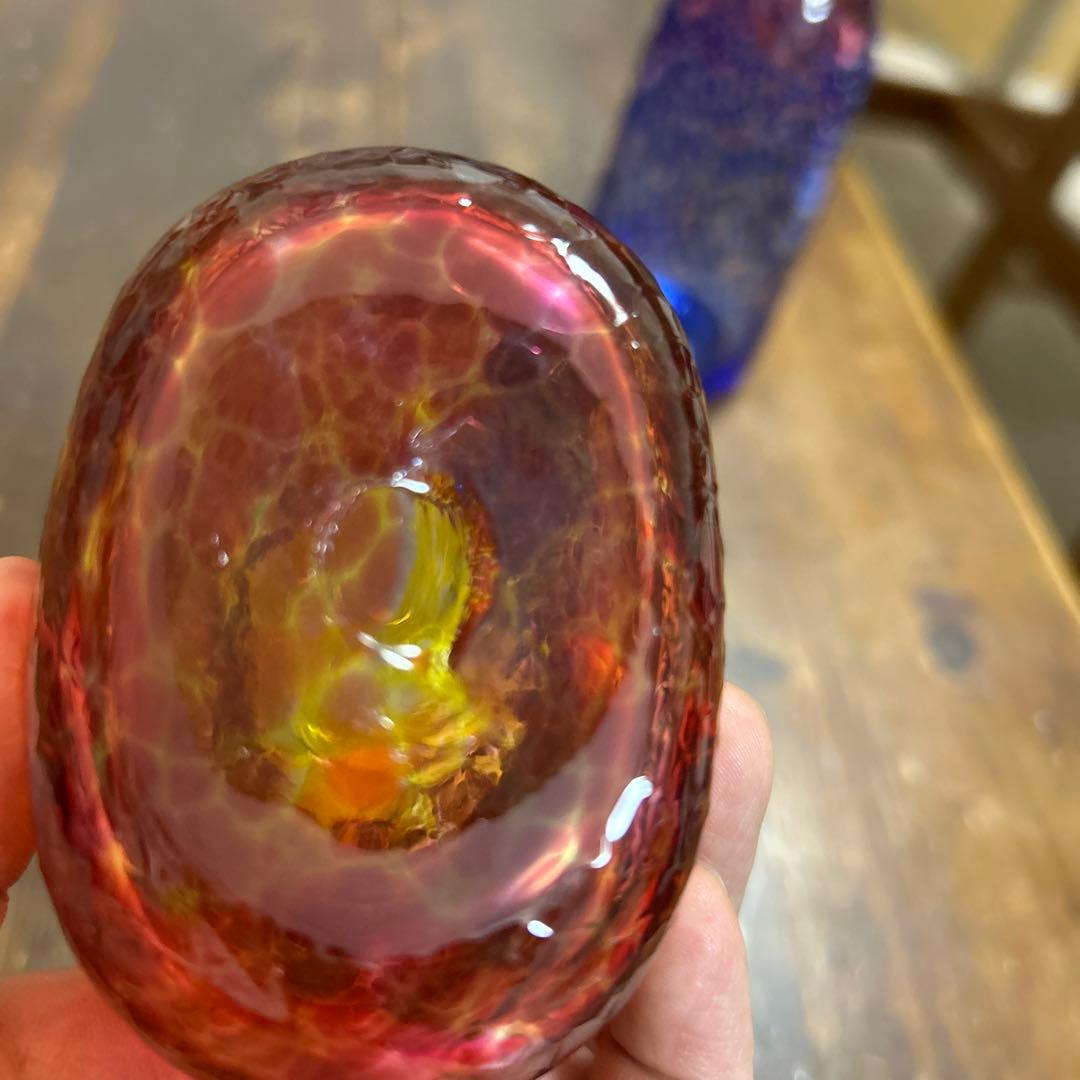 ガラス作家　作家物　花瓶　一輪挿し　ドリンクボトル　吹きガラス