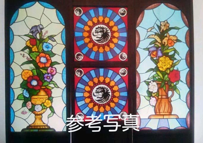 絵付け　ストーンヘンジ　ステンドグラスパネル　高さ約115cm幅約55cm