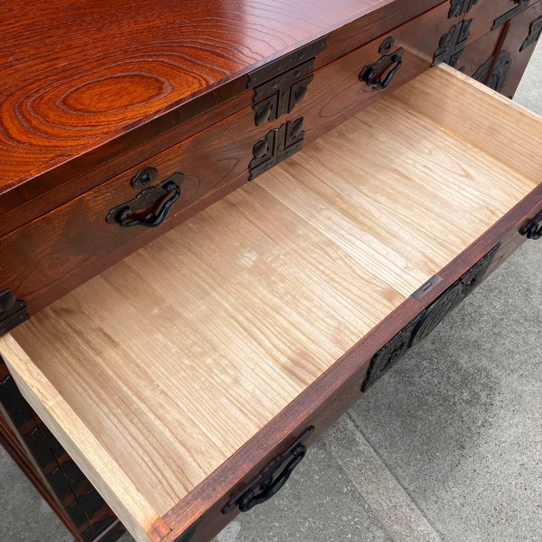 仙台箪笥 伊達箪笥 漆塗り 6段13杯 引き出し 和箪笥 帳場箪笥 サイドボード