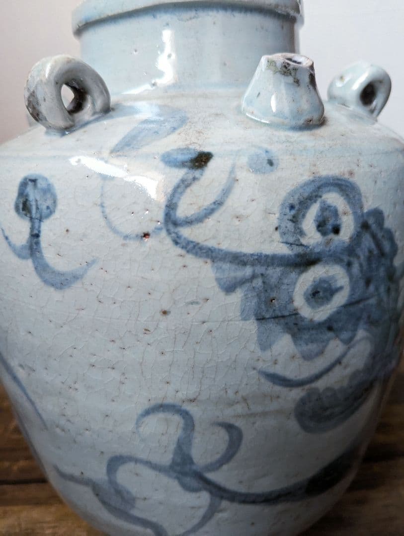 【民藝】明朝 壺 【龍紋】ヘタウマ【民芸】