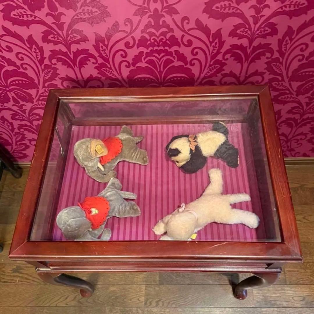 処分価格　木製　ガラス蓋付　ディスプレイテーブル　キャビネット　ショーケース