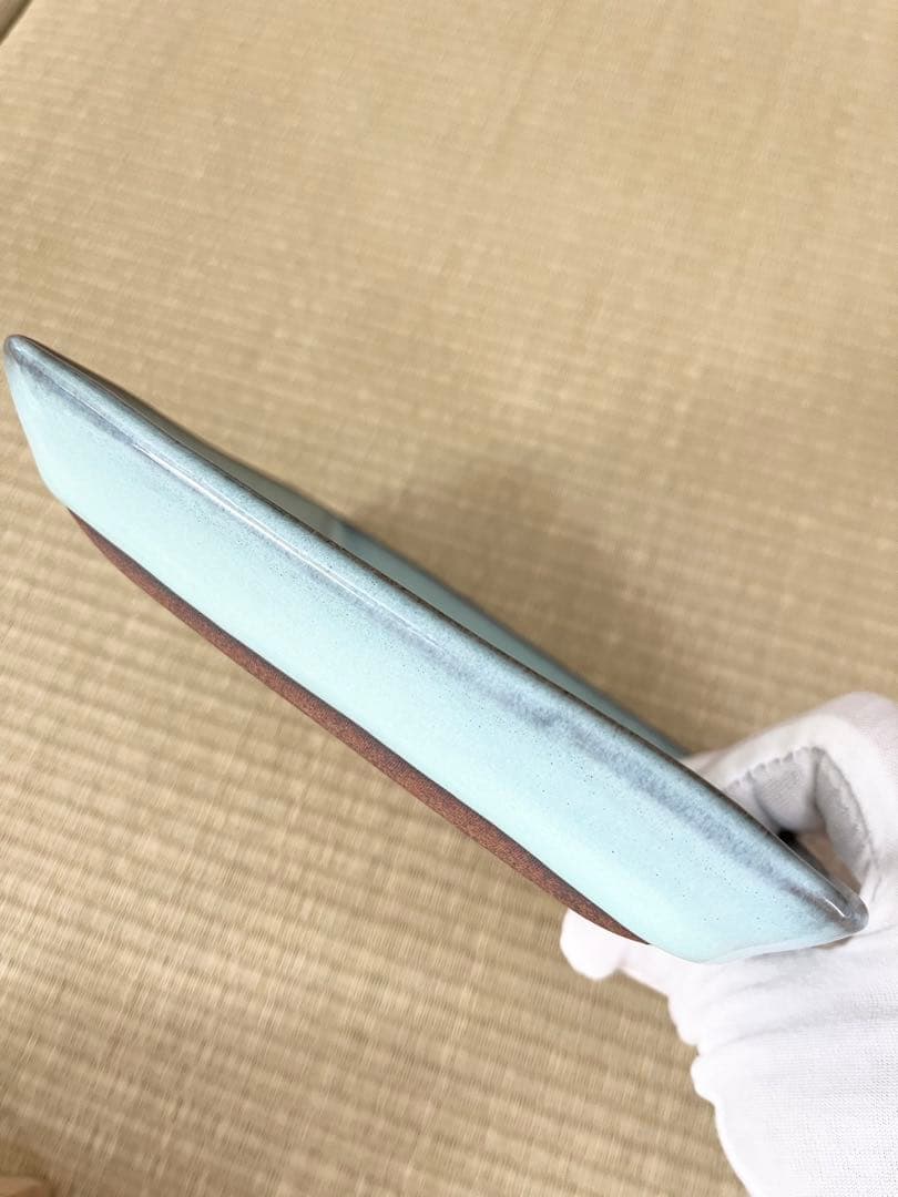 【未使用】小石原焼　人間国宝　福島善三　釣窯　角皿　「福」「寿」2枚セット