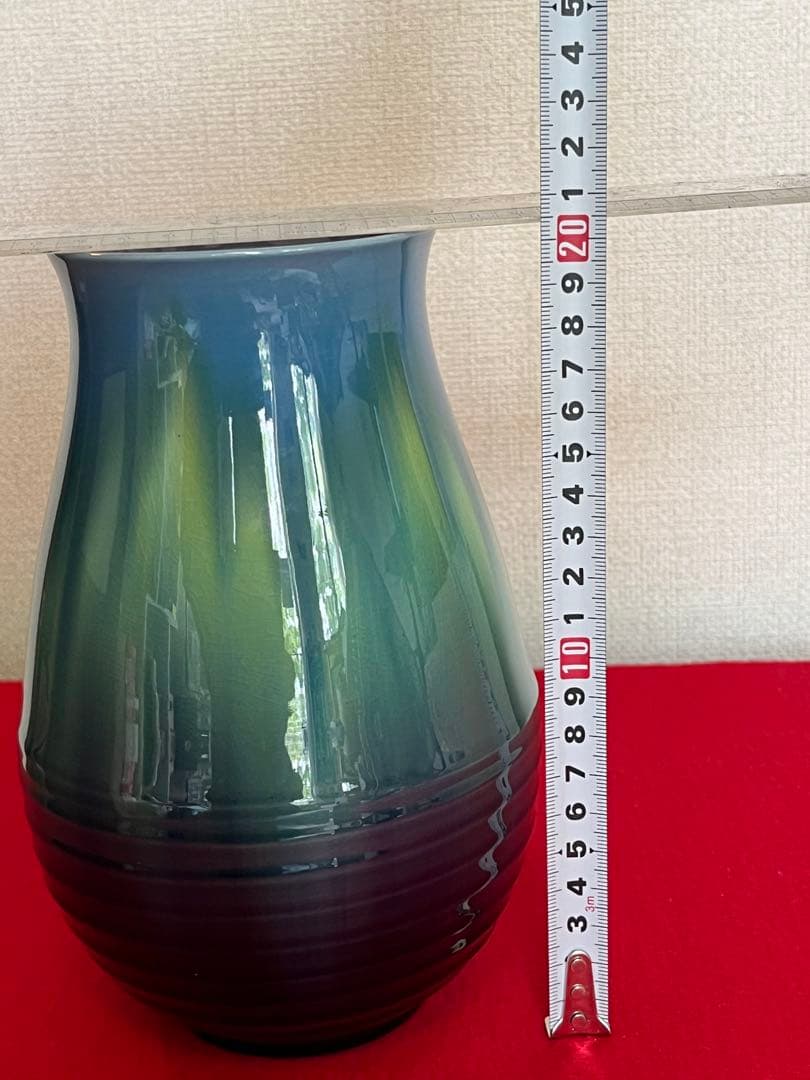 柳雨軒 三代 人間国宝 徳田八十吉（正彦銘）碧明釉 花瓶 約20.5㎝ T266