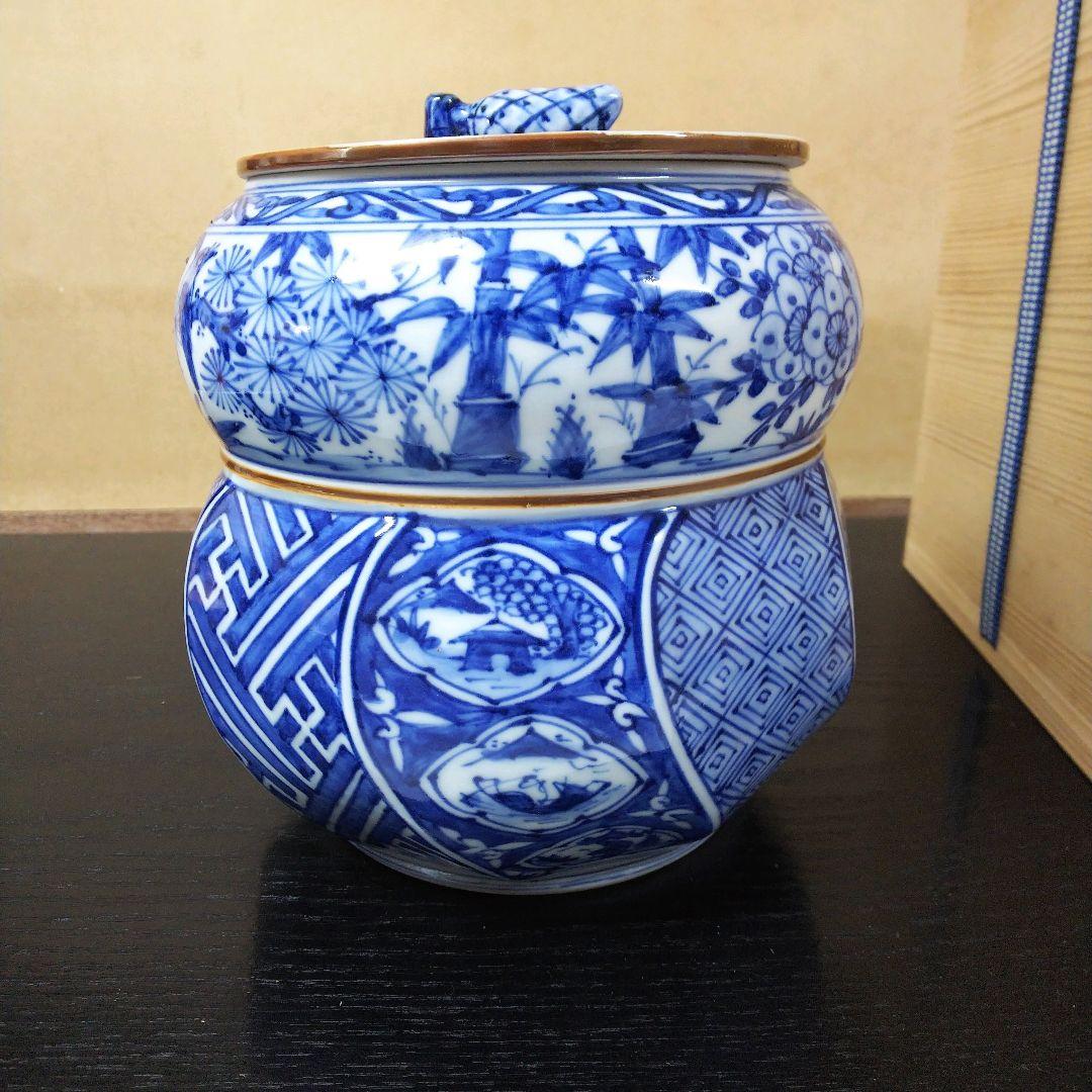 （315）【特価】✿高野昭阿弥造★祥瑞絵写瓢型腰稔水差★破魔オマケ付き★