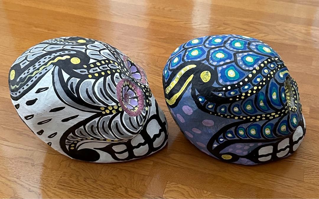 メキシカンスカルオブジェセット　ハンドメイドカラベラ　一点物