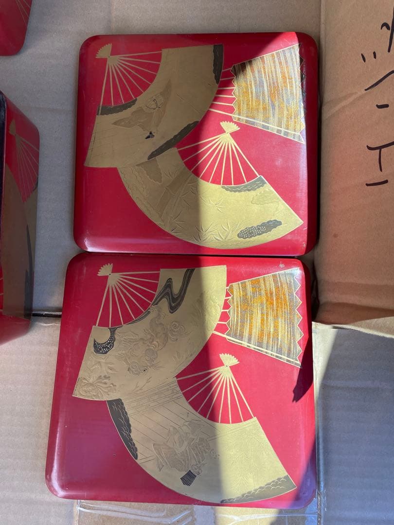 重箱　蒔絵　扇子　江戸時代　兎