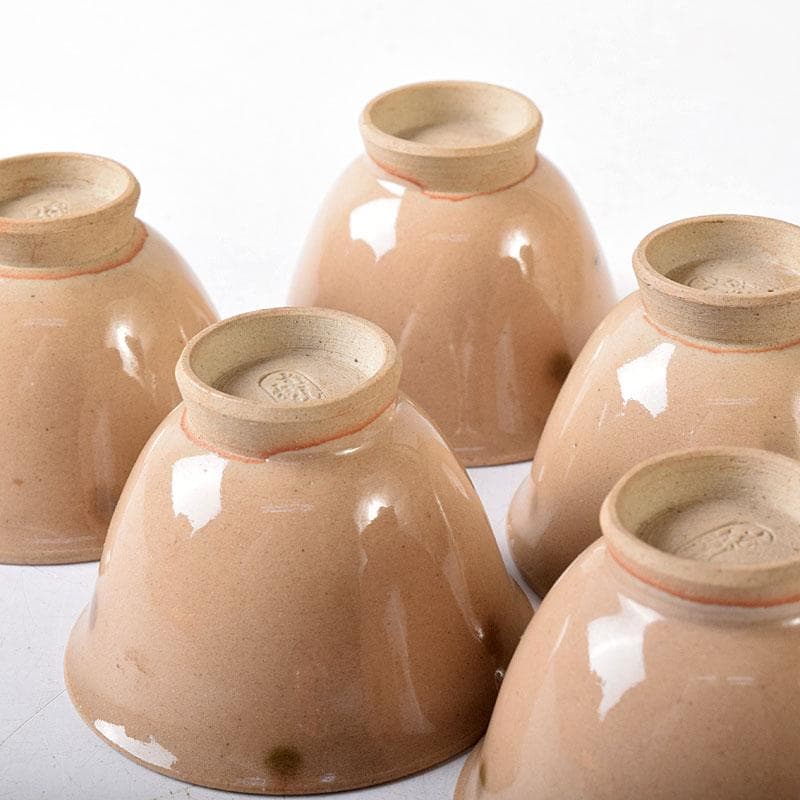 煎茶道具　虫明焼　煎茶器　5客　時代箱　V　8257