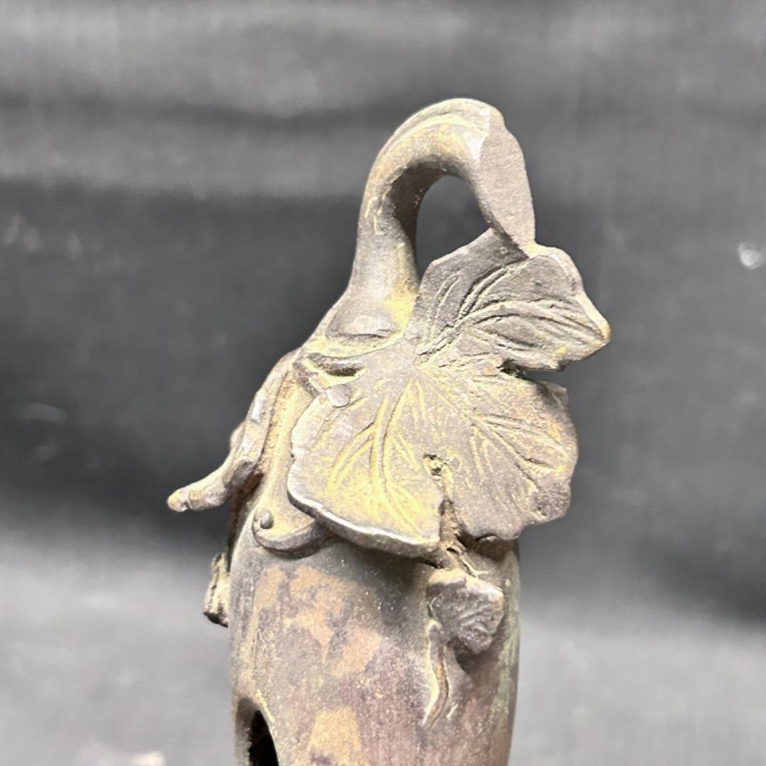 ▽Eb左1112 茶道具 古銅　銅器　掛花入  瓢箪