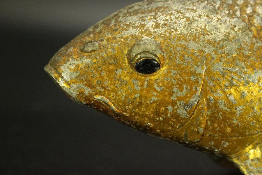 古い 鯉の置物 双魚 錦鯉(ZE457)