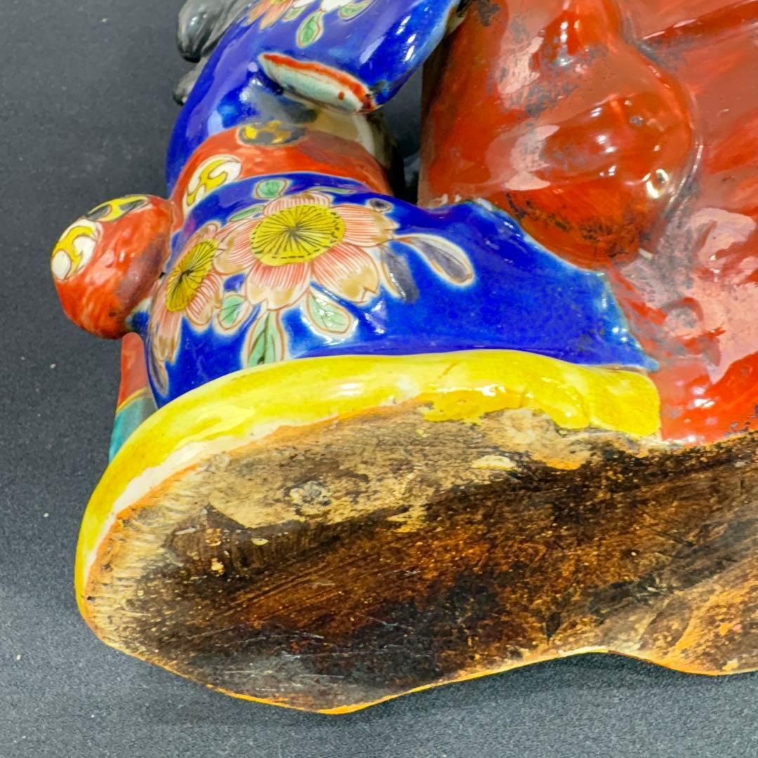 九谷焼　古九谷　和装美人　達磨の耳かき像　明治期？　置物　飾り物　時代物