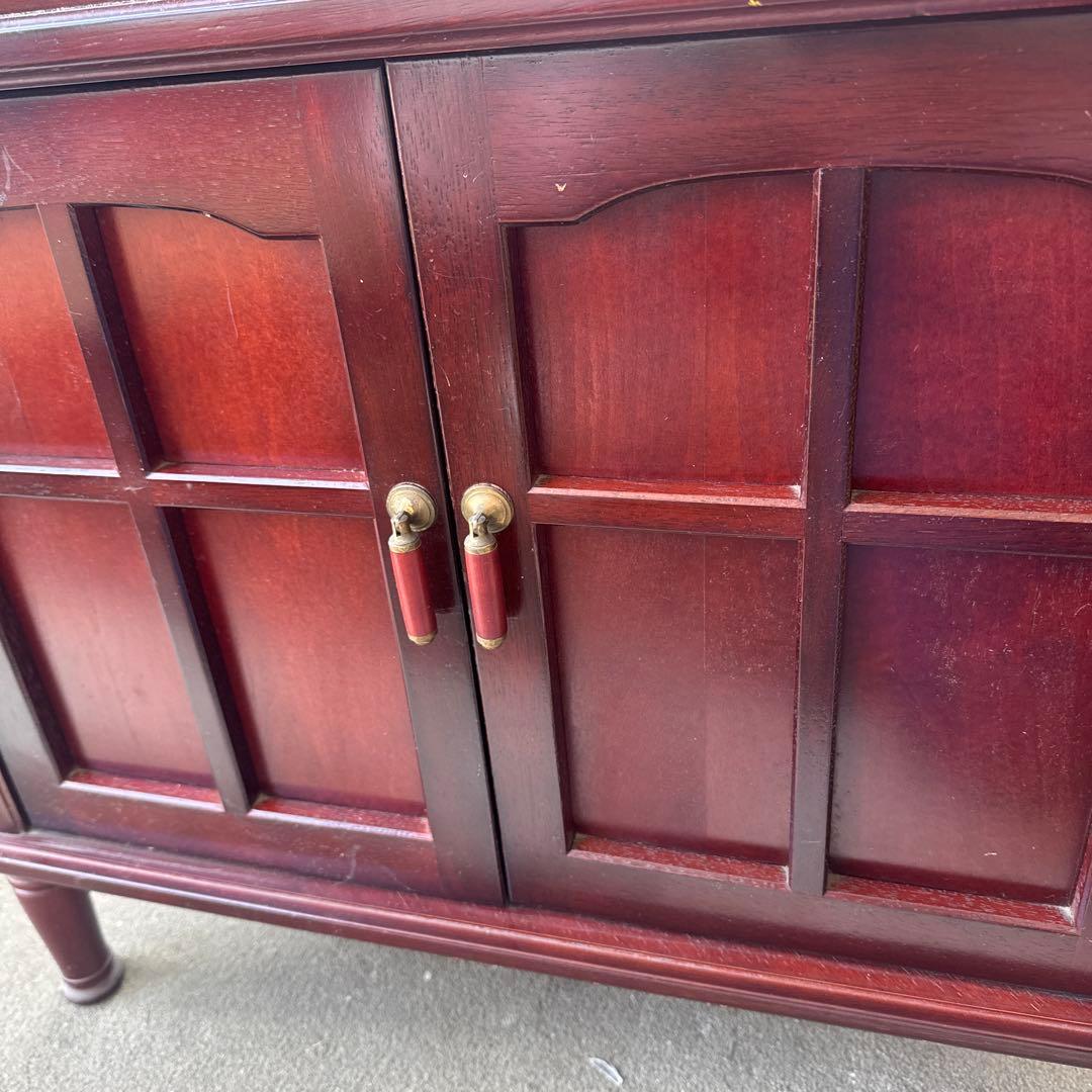 アンティーク　木製キャビネット 2段式 ガラス扉付き