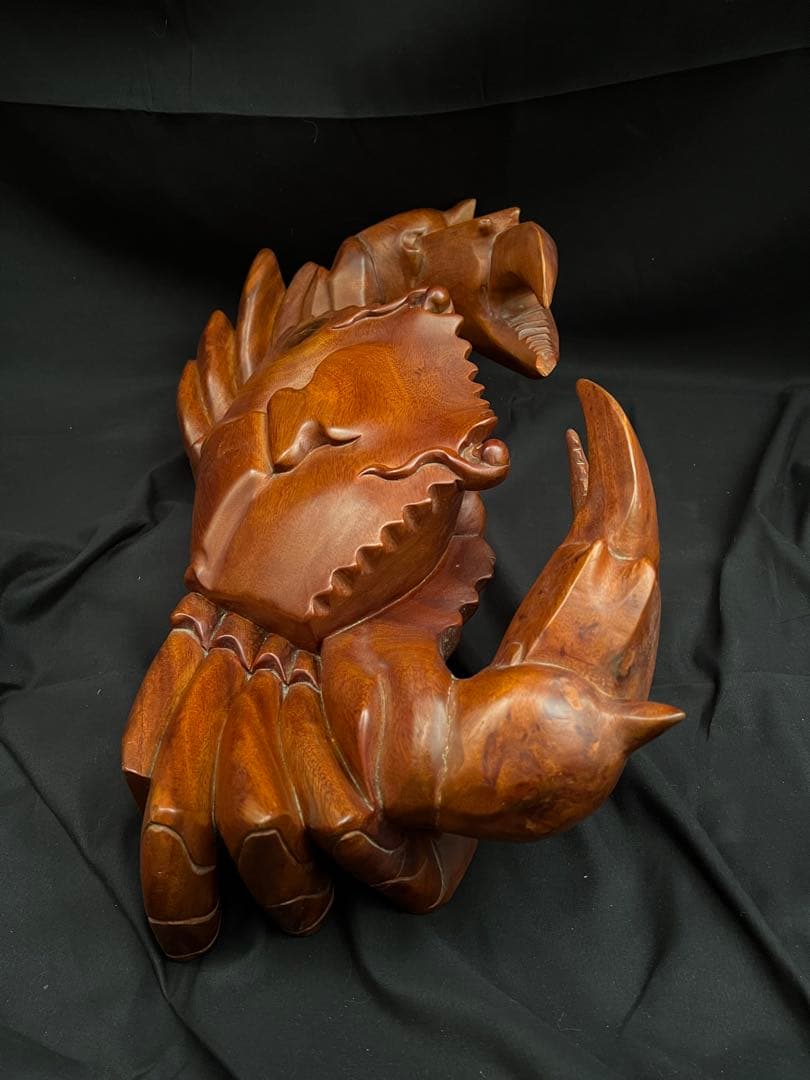 稀少 木彫りの蟹 カニ 木製 置物 木工 工芸品 飾り オブジェ