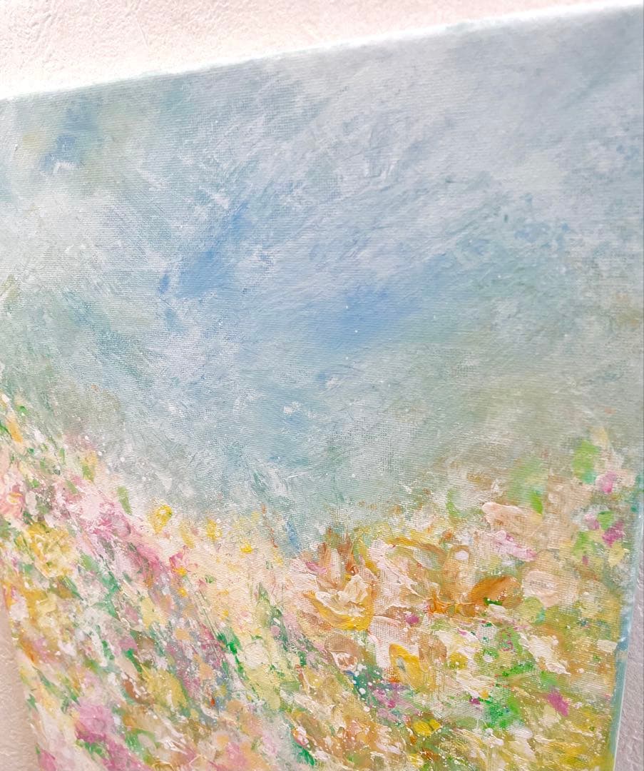 524 抽象画 アクリル画 アート 原画 キャンバスボード F6 春風に乗って